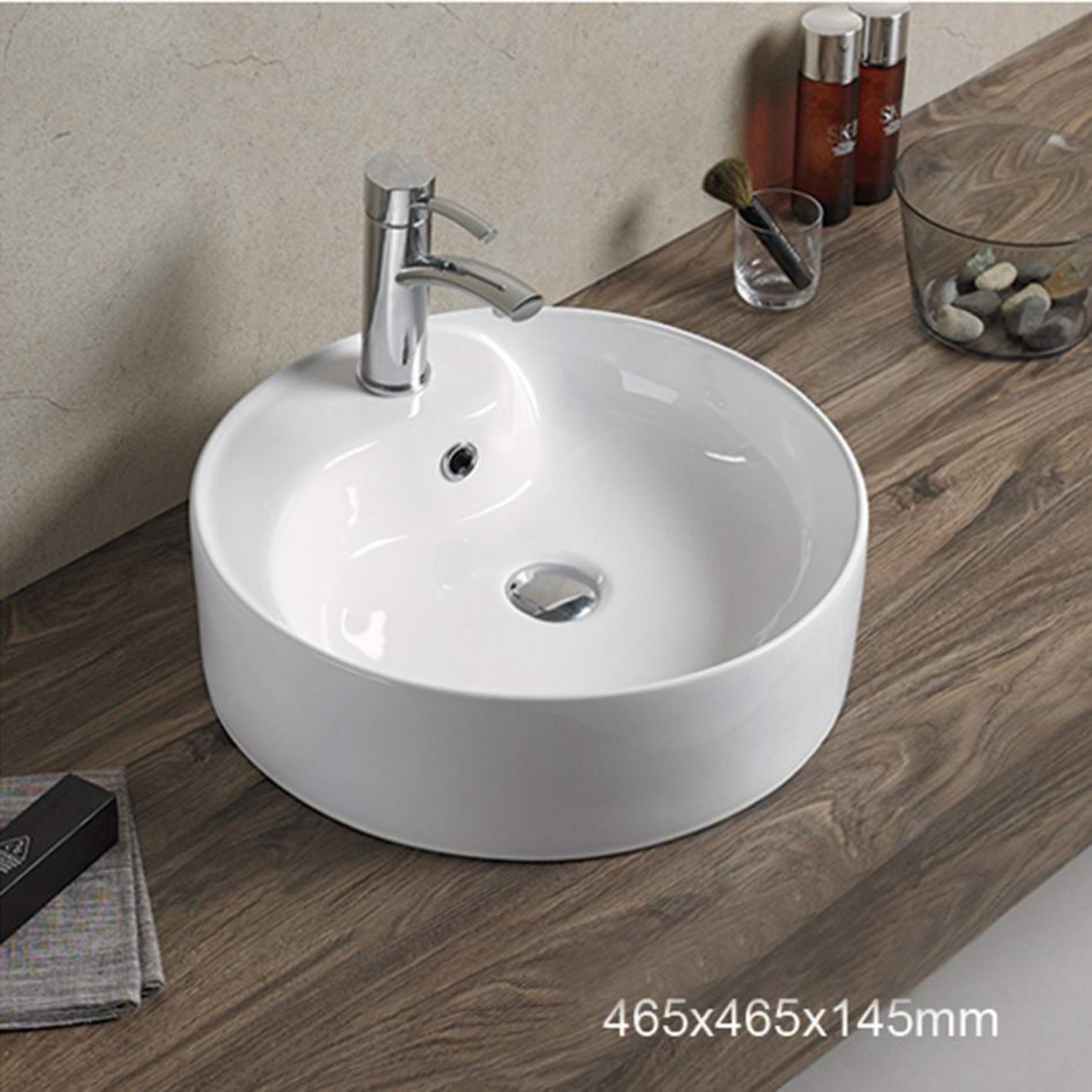 18.3-in. x 18.3-in. Round Bathroom Vessel Sink White Enamel Glaze