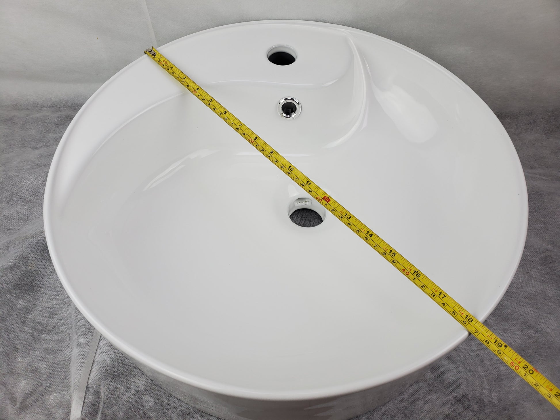 18.3-in. x 18.3-in. Round Bathroom Vessel Sink White Enamel Glaze
