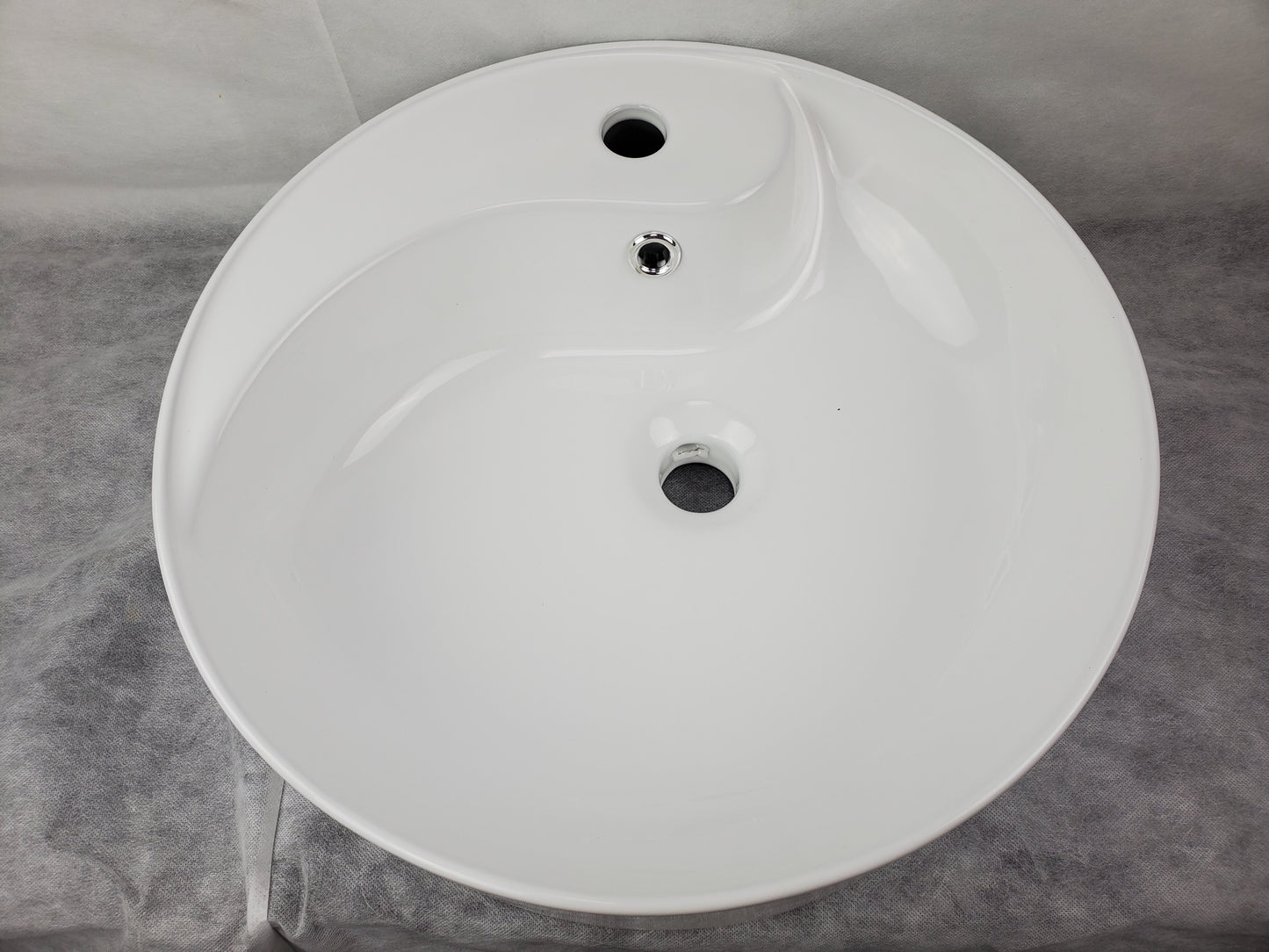 18.3-in. x 18.3-in. Round Bathroom Vessel Sink White Enamel Glaze