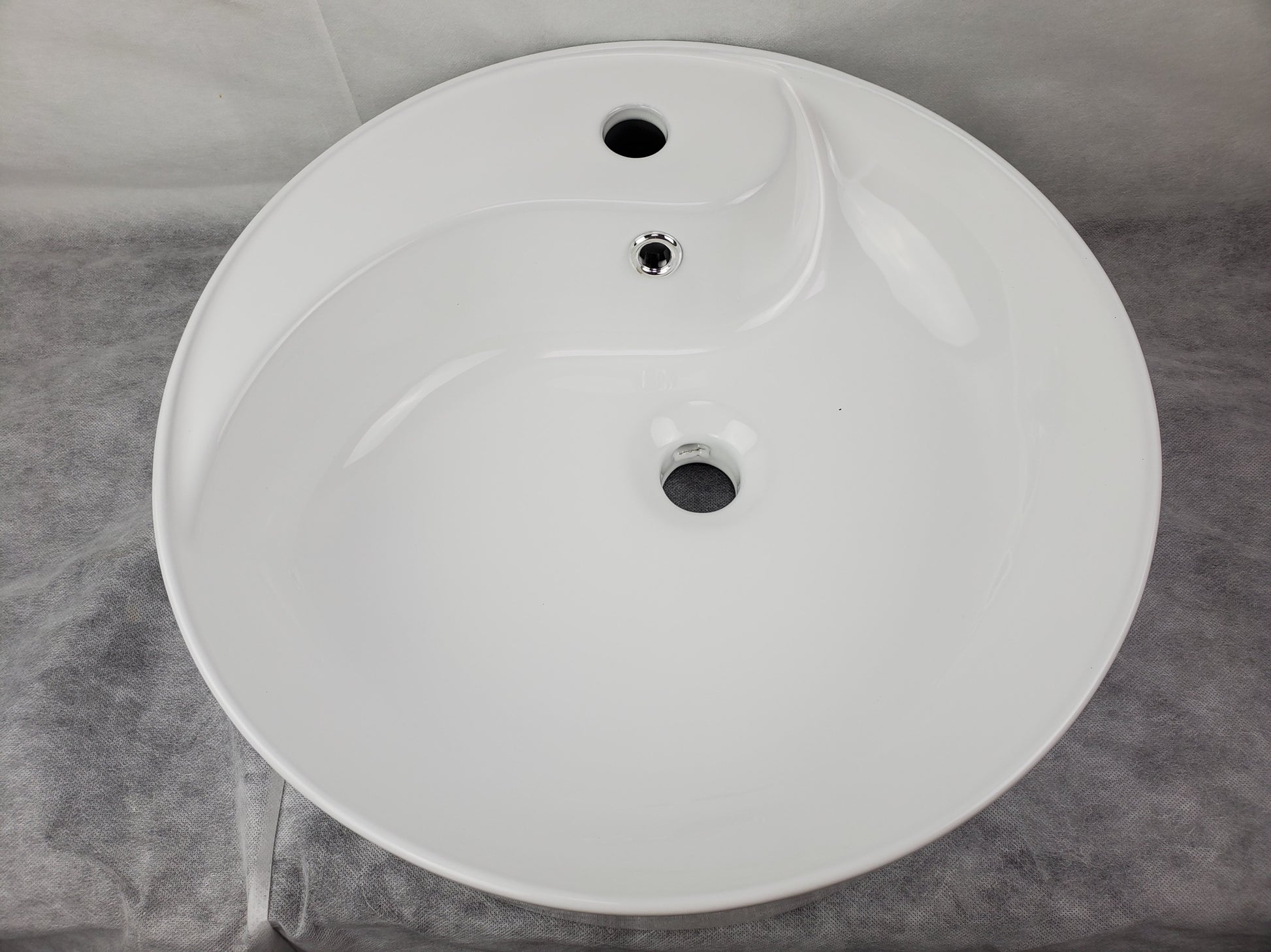 18.3-in. x 18.3-in. Round Bathroom Vessel Sink White Enamel Glaze