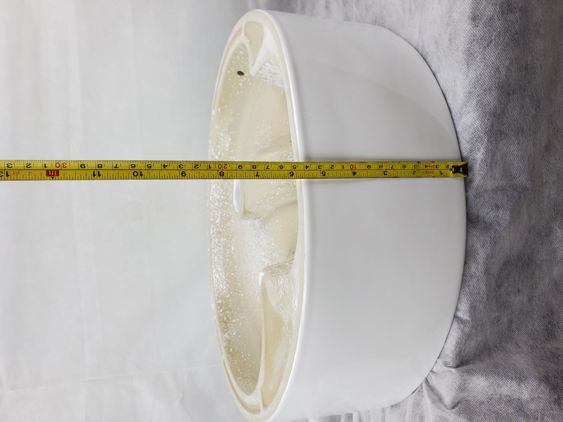 18.3-in. x 18.3-in. Round Bathroom Vessel Sink White Enamel Glaze