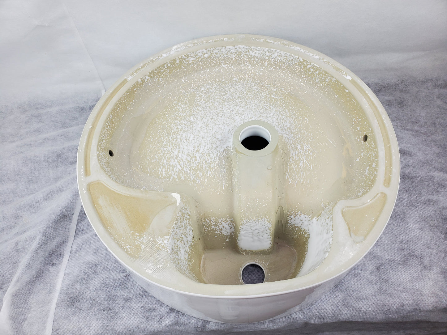 18.3-in. x 18.3-in. Round Bathroom Vessel Sink White Enamel Glaze