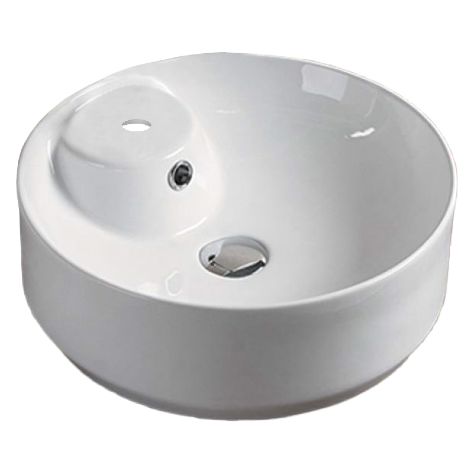 16.5-in. x 16.5-in. Round Bathroom Vessel Sink White Enamel Glaze