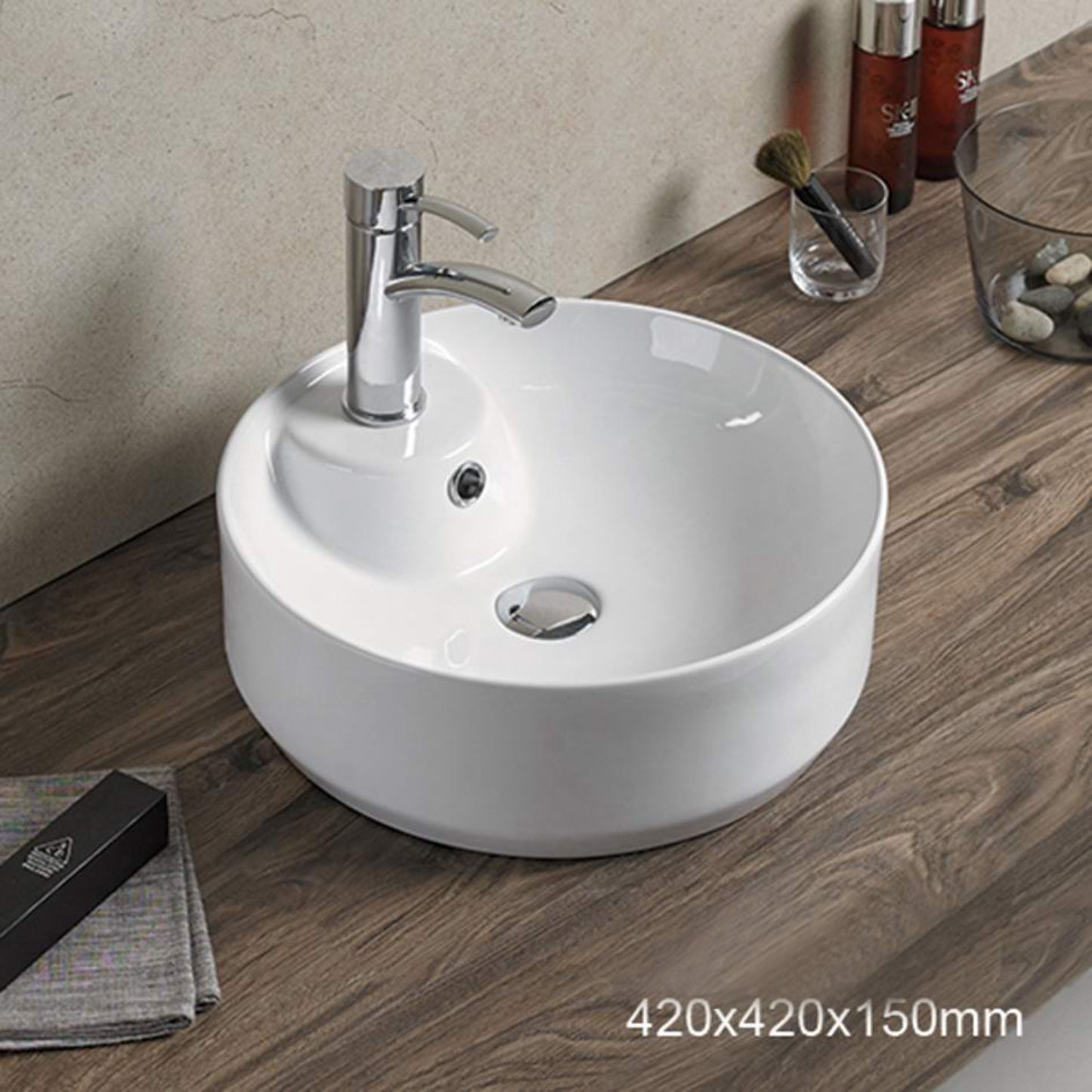 16.5-in. x 16.5-in. Round Bathroom Vessel Sink White Enamel Glaze