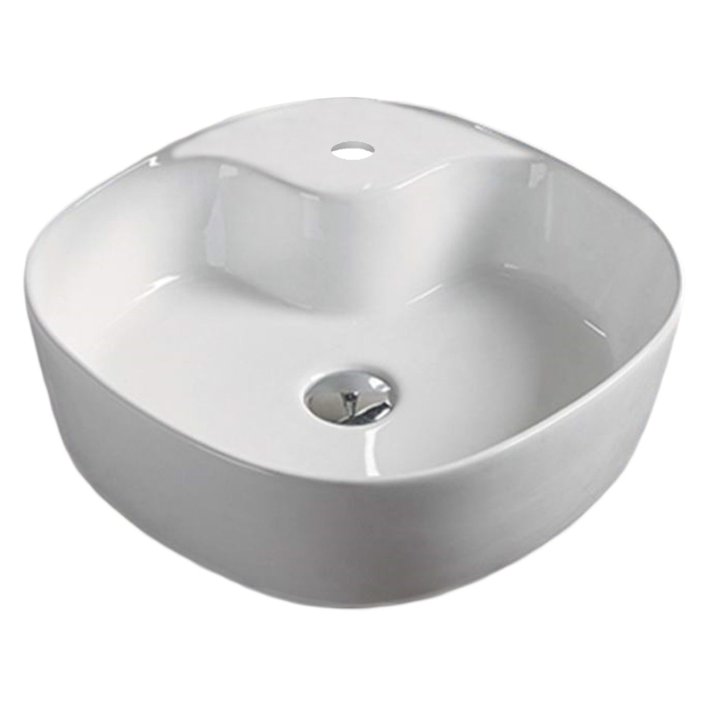 17.3-in. x 17.3-in. Square Bathroom Vessel Sink White Enamel Glaze