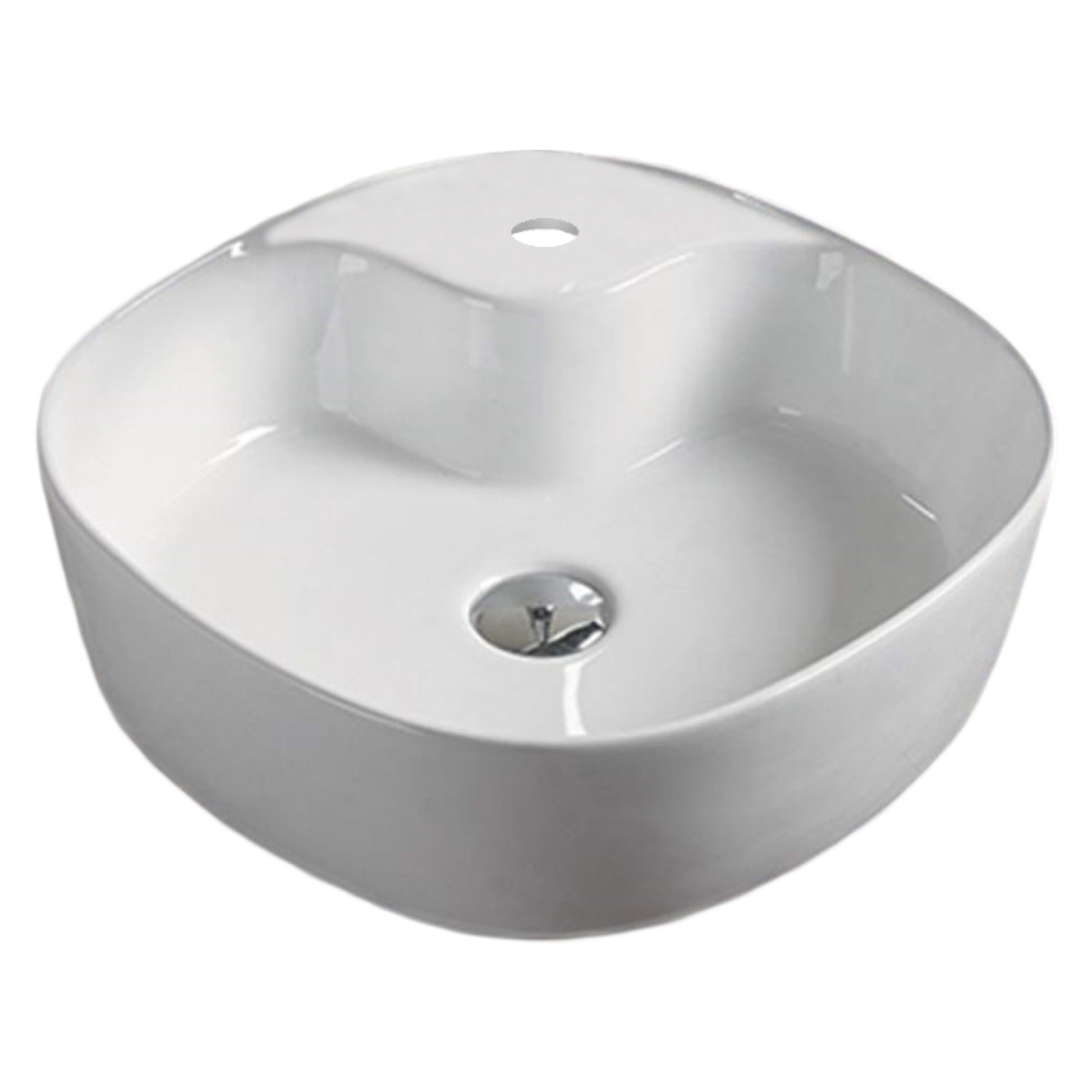 17.3-in. x 17.3-in. Square Bathroom Vessel Sink White Enamel Glaze