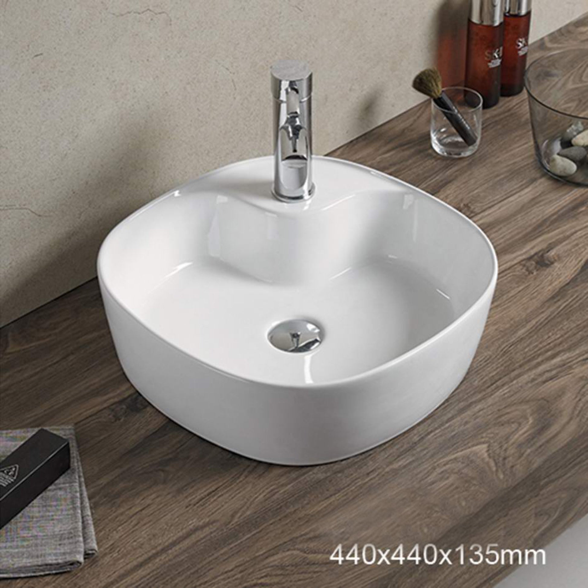 17.3-in. x 17.3-in. Square Bathroom Vessel Sink White Enamel Glaze