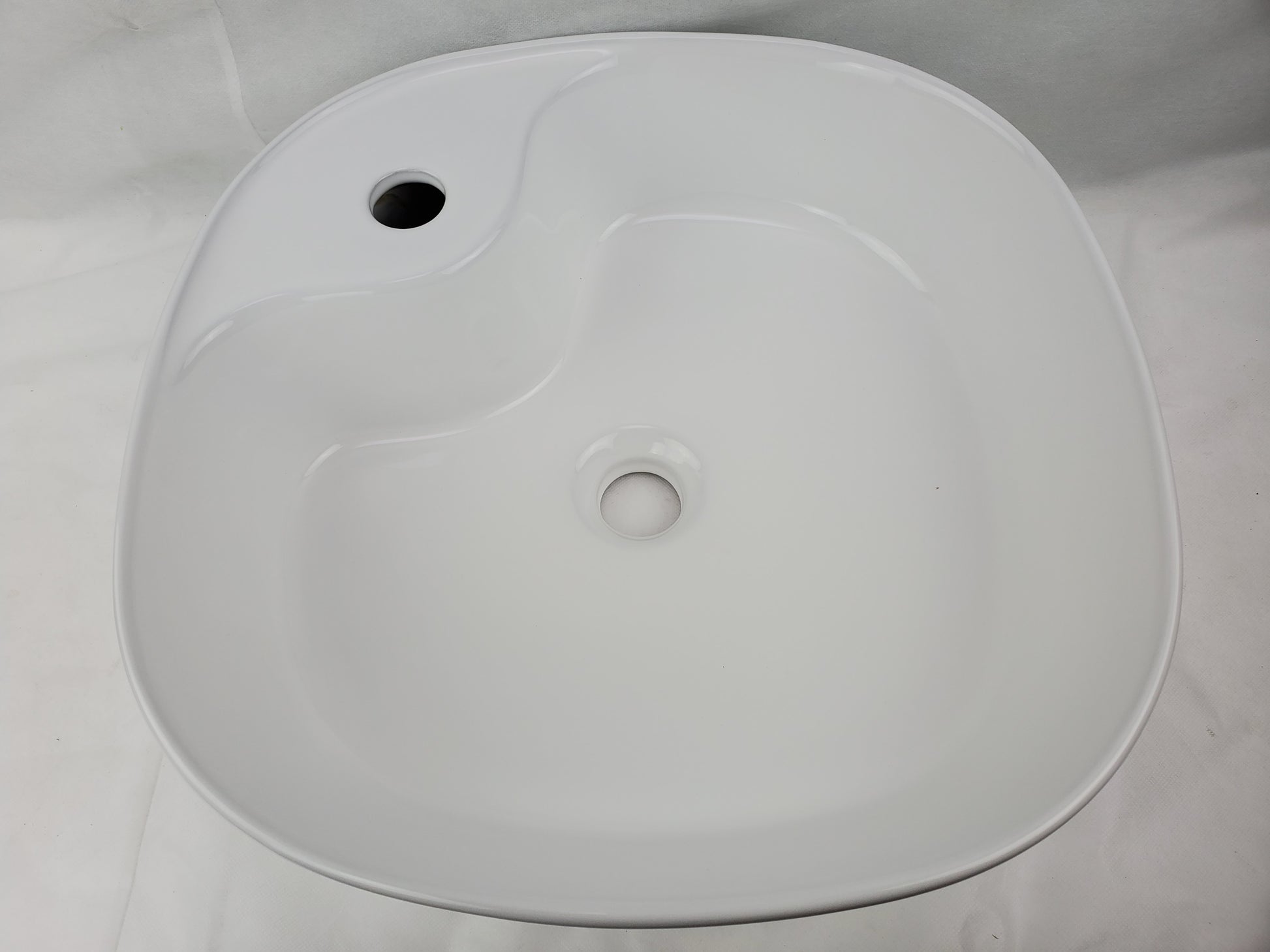 17.3-in. x 17.3-in. Square Bathroom Vessel Sink White Enamel Glaze