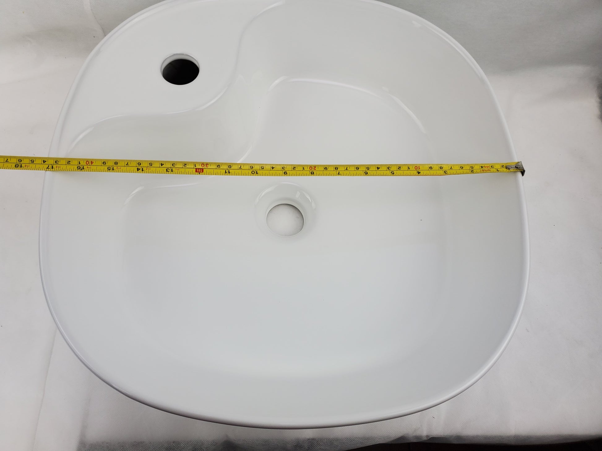 17.3-in. x 17.3-in. Square Bathroom Vessel Sink White Enamel Glaze