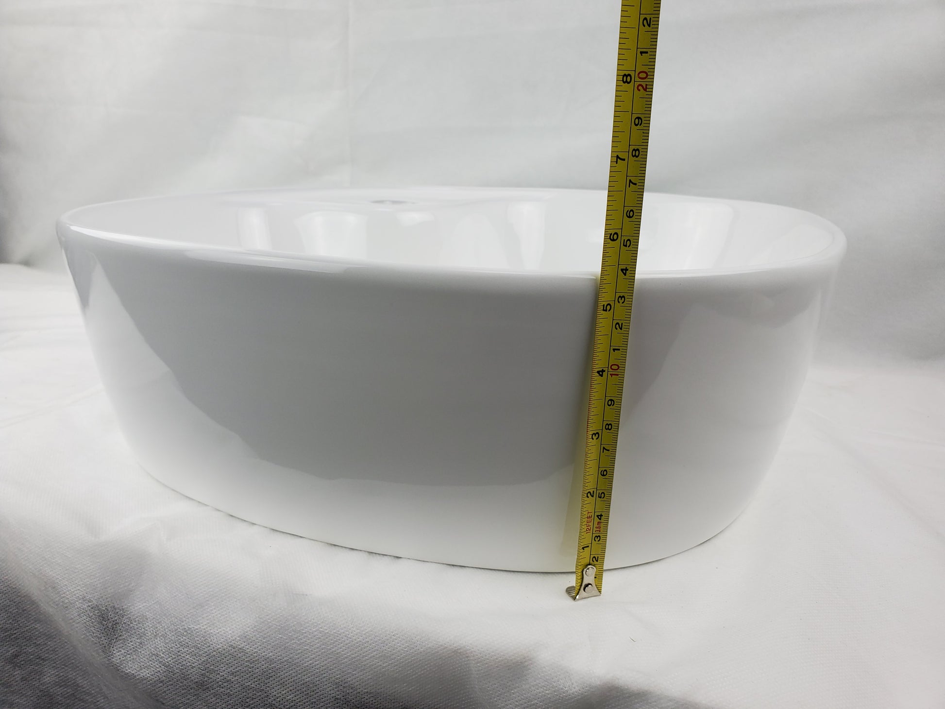 17.3-in. x 17.3-in. Square Bathroom Vessel Sink White Enamel Glaze