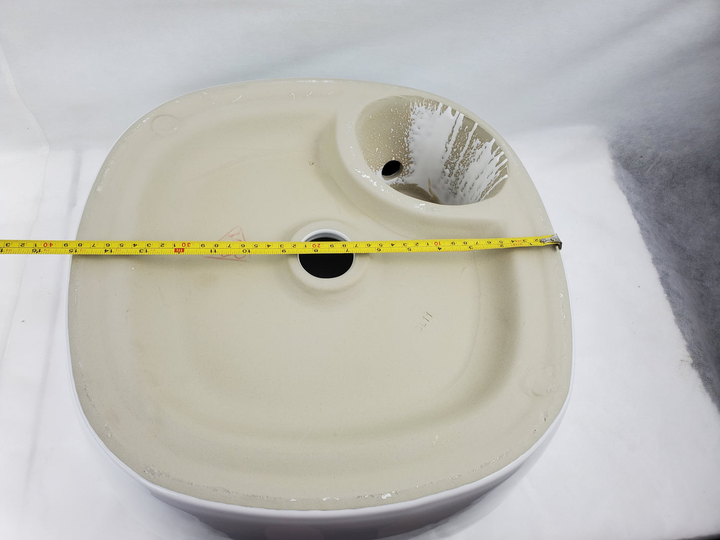 17.3-in. x 17.3-in. Square Bathroom Vessel Sink White Enamel Glaze