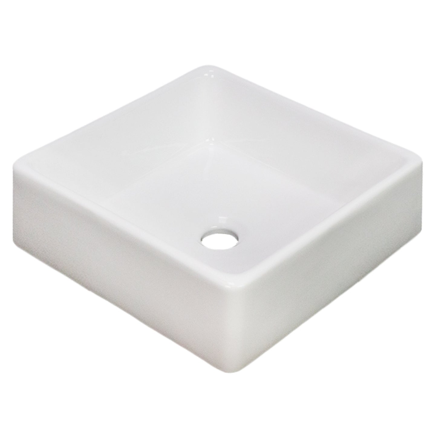 15.2-in. x 15.2-in. Square Bathroom Vessel Sink White Enamel Glaze