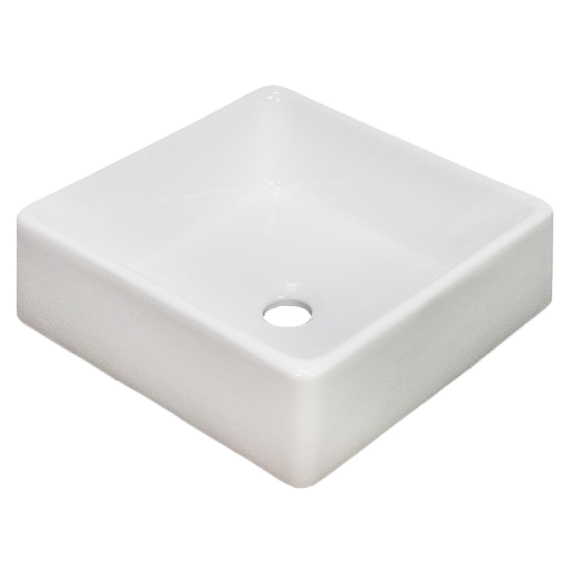 15.2-in. x 15.2-in. Square Bathroom Vessel Sink White Enamel Glaze