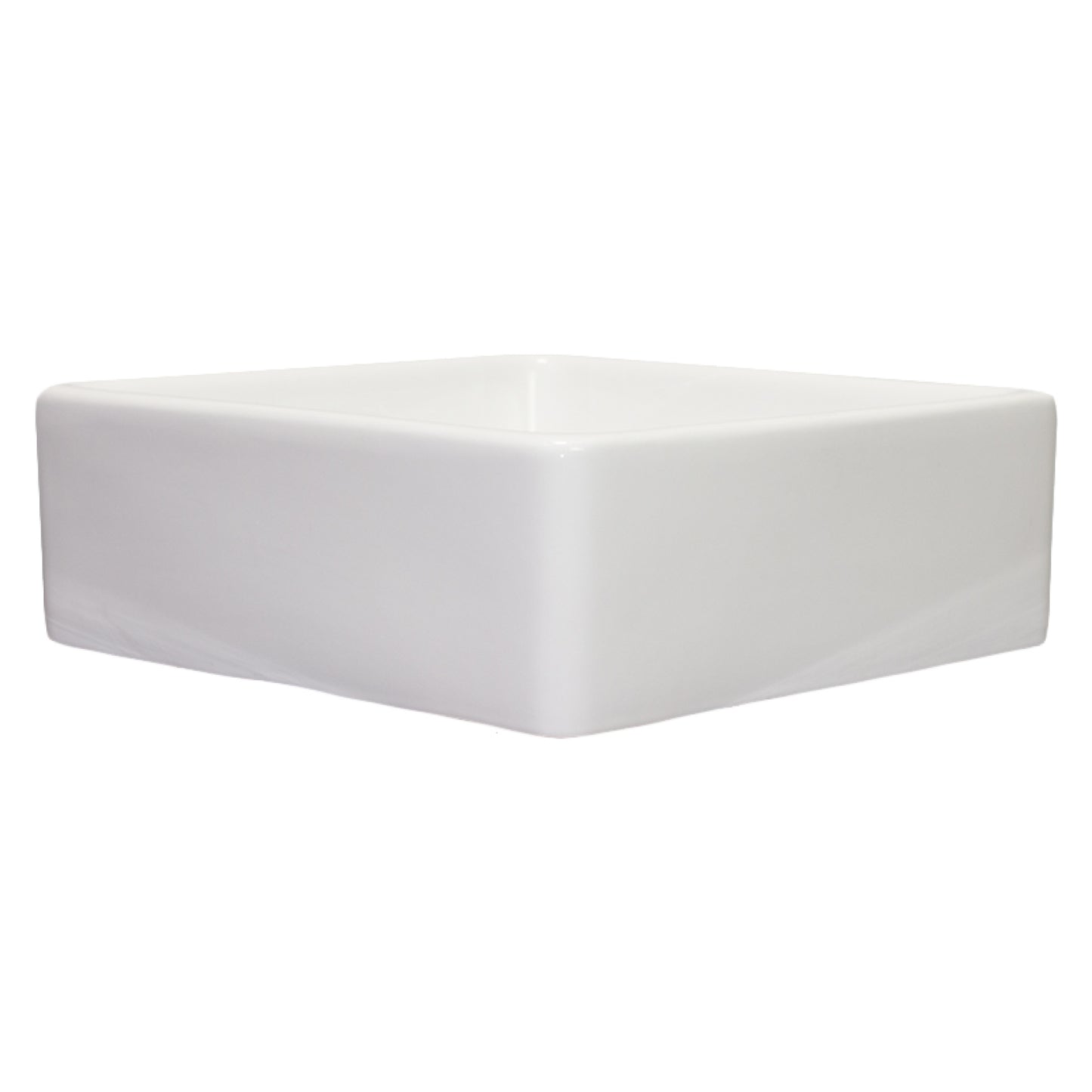 15.2-in. x 15.2-in. Square Bathroom Vessel Sink White Enamel Glaze