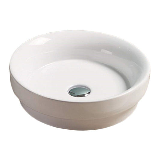 15.7-in. x 15.7-in. Round Bathroom Vessel Sink White Enamel Glaze