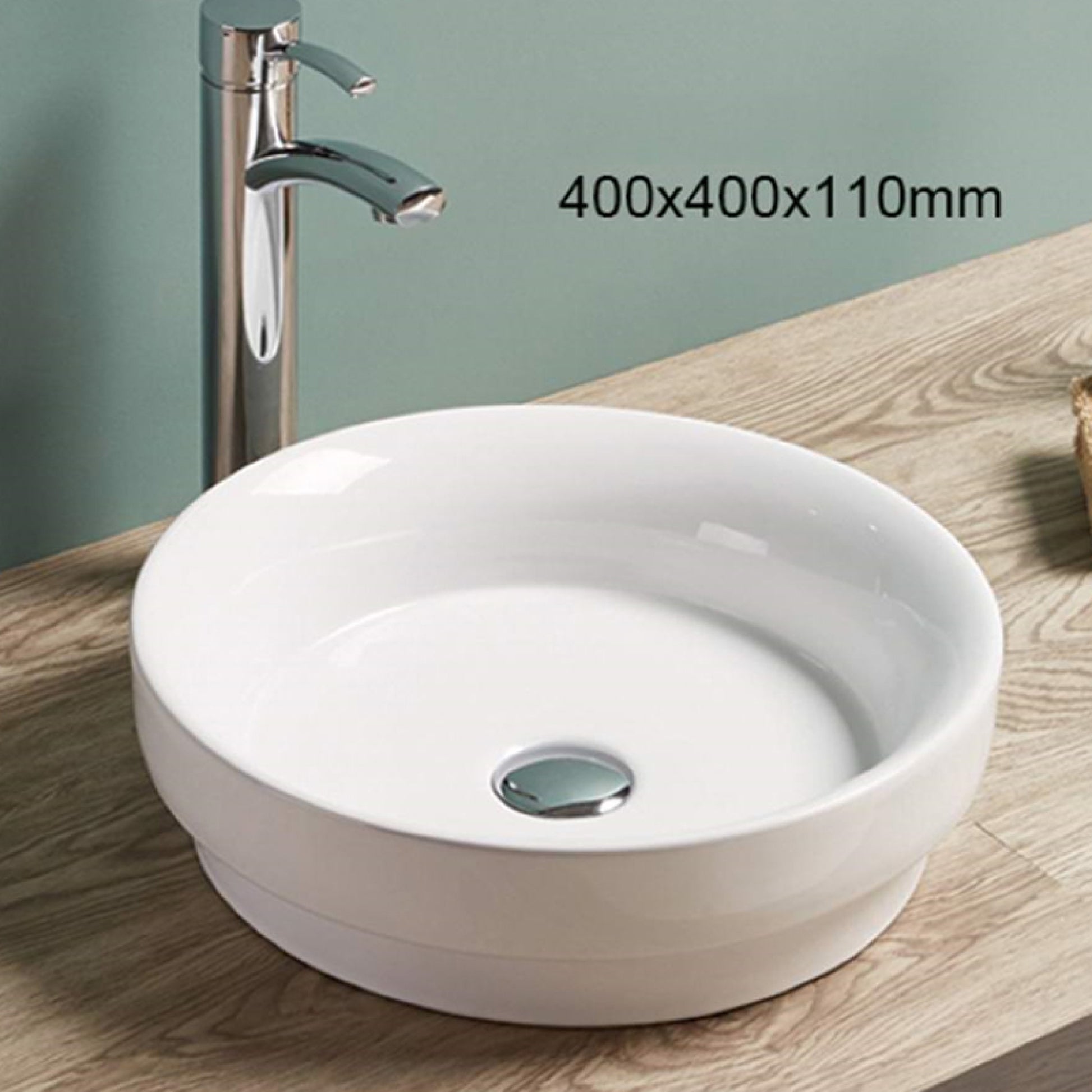 15.7-in. x 15.7-in. Round Bathroom Vessel Sink White Enamel Glaze
