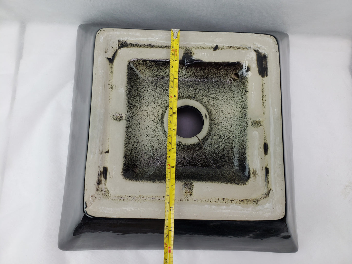 16.1-in. x 16.1-in. Square Bathroom Vessel Sink Black Enamel Glaze