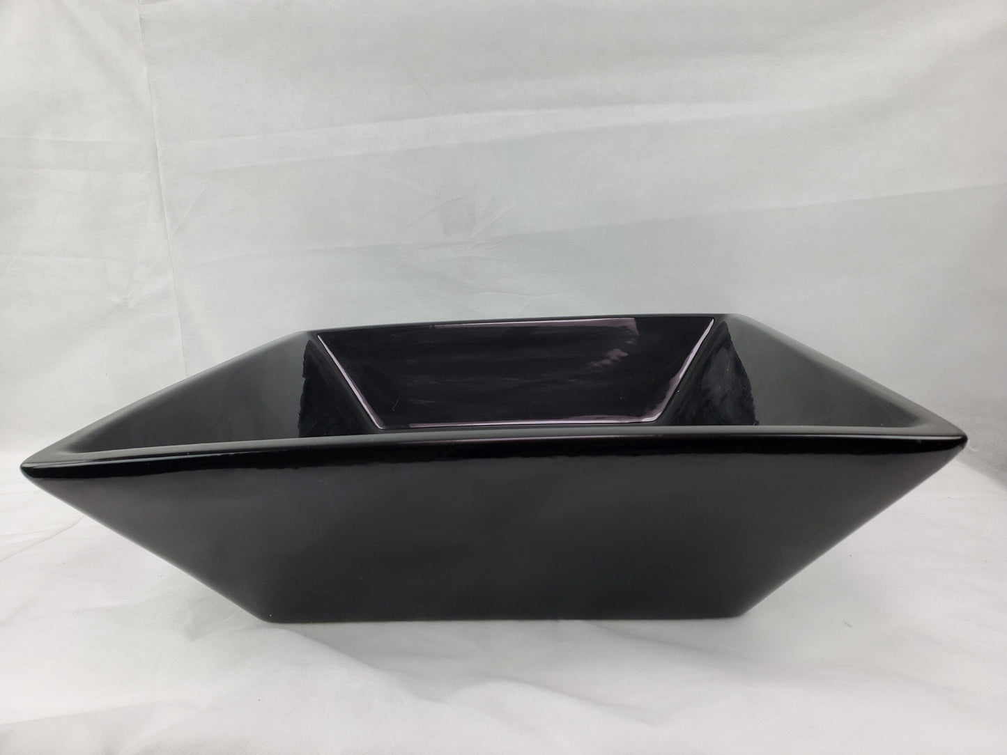 16.1-in. x 16.1-in. Square Bathroom Vessel Sink Black Enamel Glaze