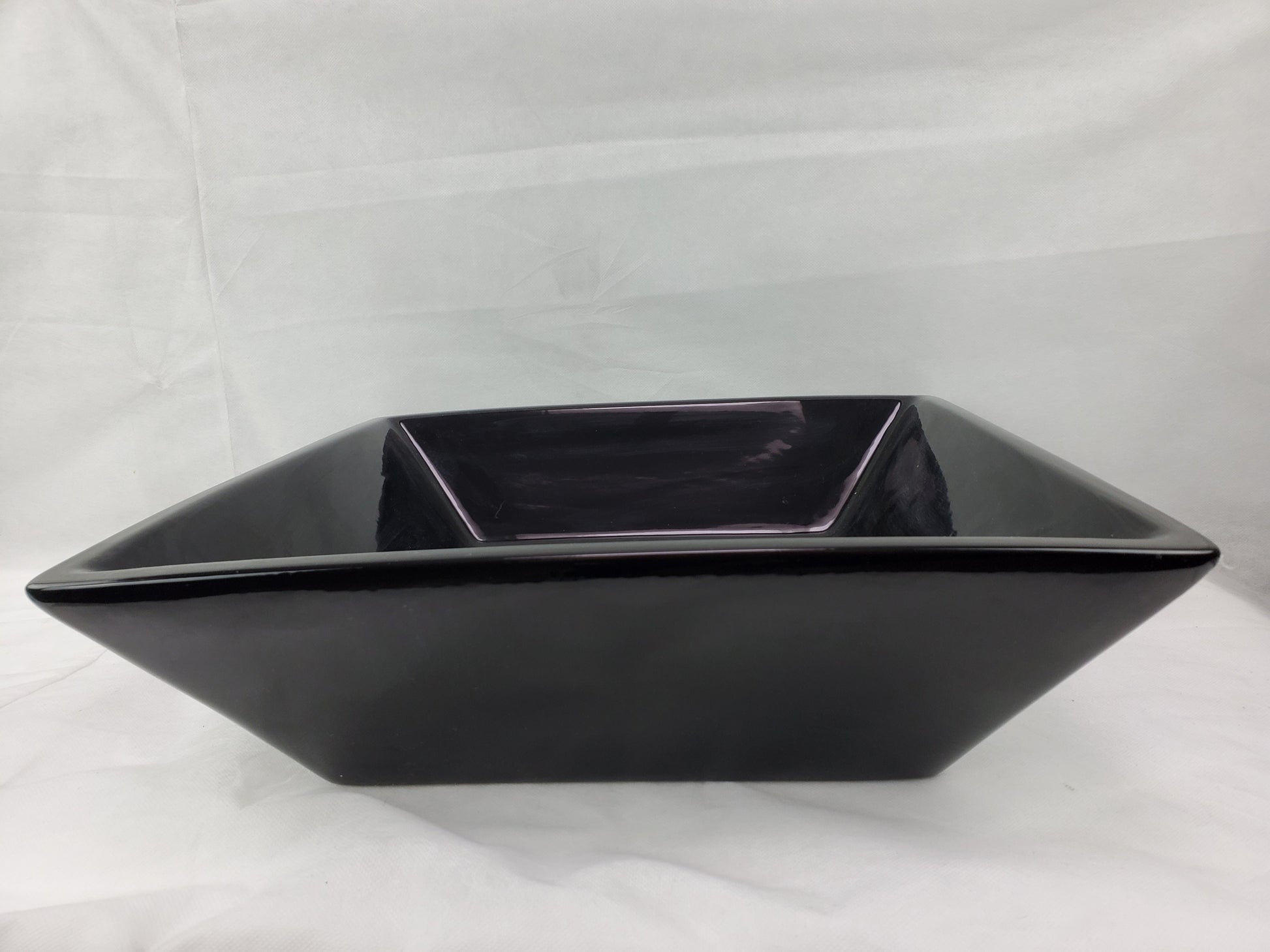 16.1-in. x 16.1-in. Square Bathroom Vessel Sink Black Enamel Glaze