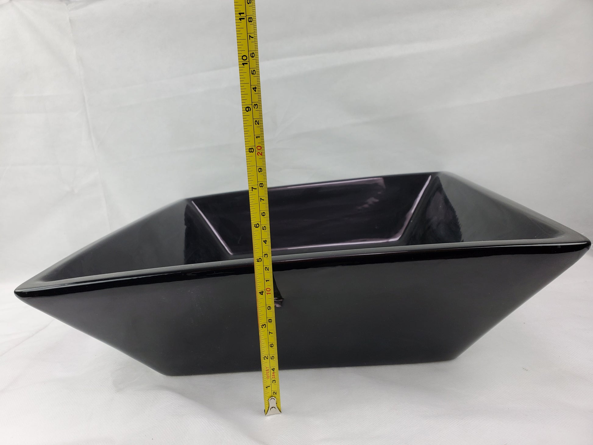 16.1-in. x 16.1-in. Square Bathroom Vessel Sink Black Enamel Glaze
