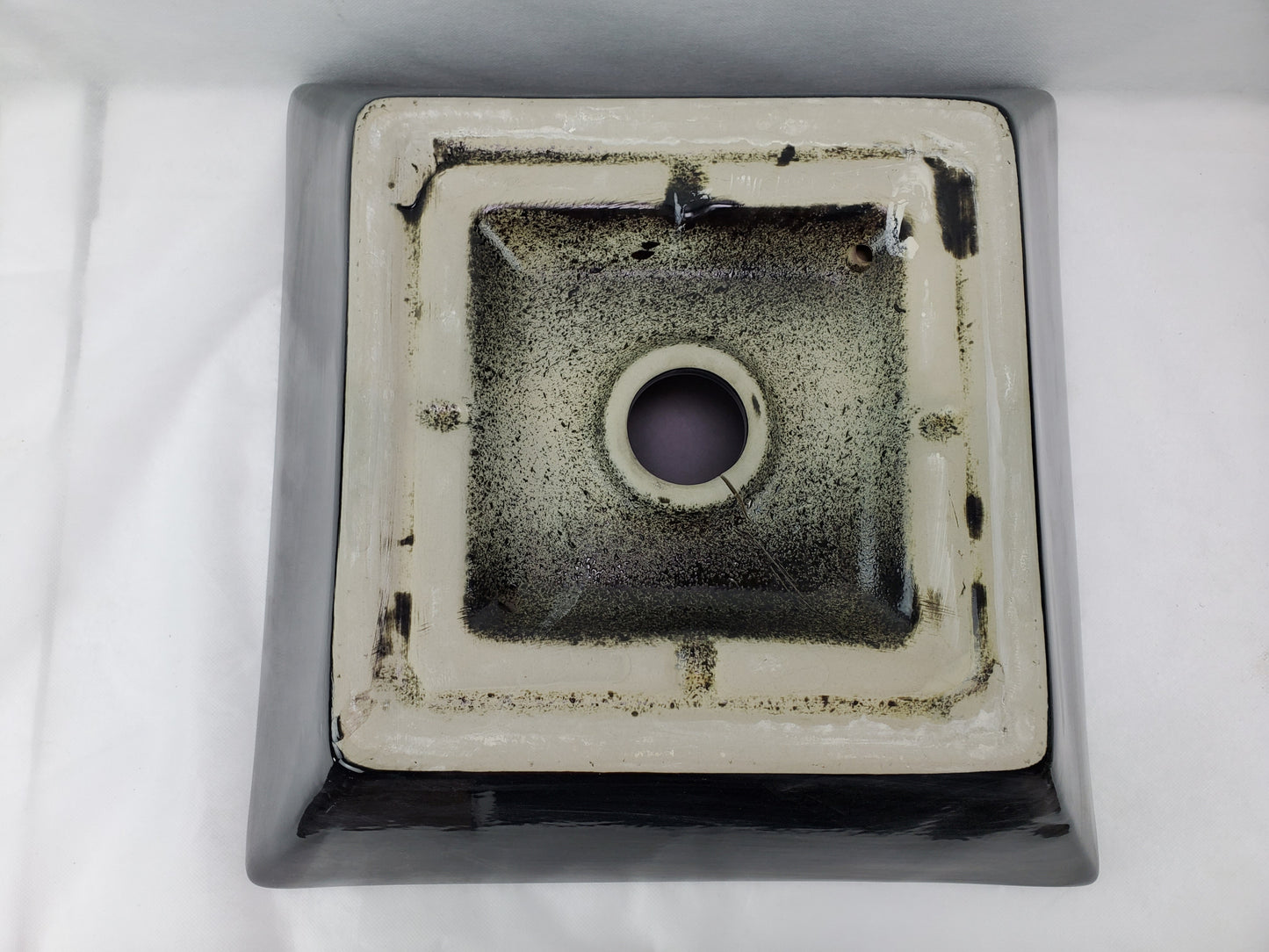 16.1-in. x 16.1-in. Square Bathroom Vessel Sink Black Enamel Glaze
