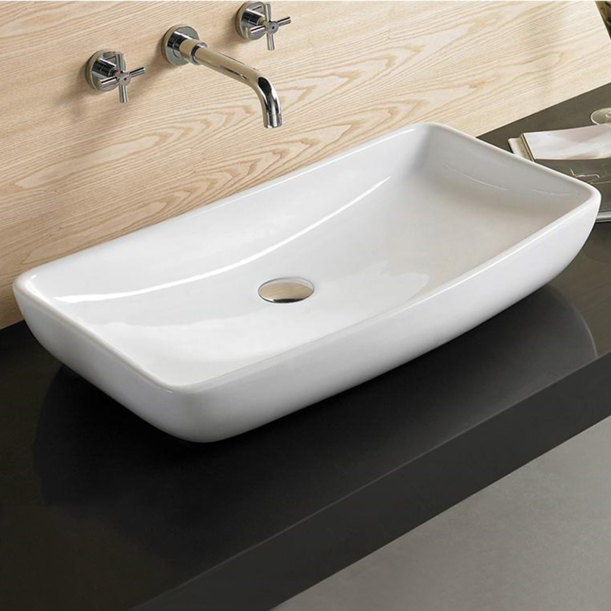 27.8-in. x 15.2-in. Rectangle Bathroom Vessel Sink White Enamel Glaze