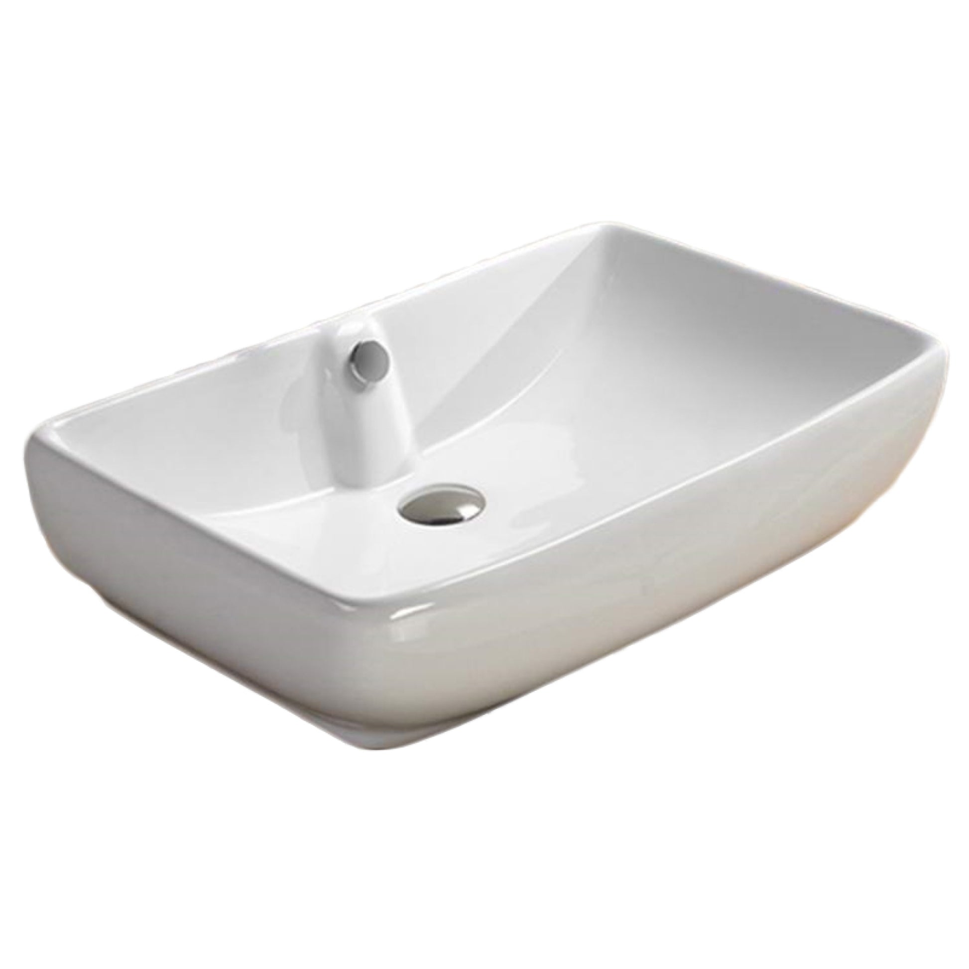 23.6-in. x 15.7-in. Rectangle Bathroom Vessel Sink White Enamel Glaze