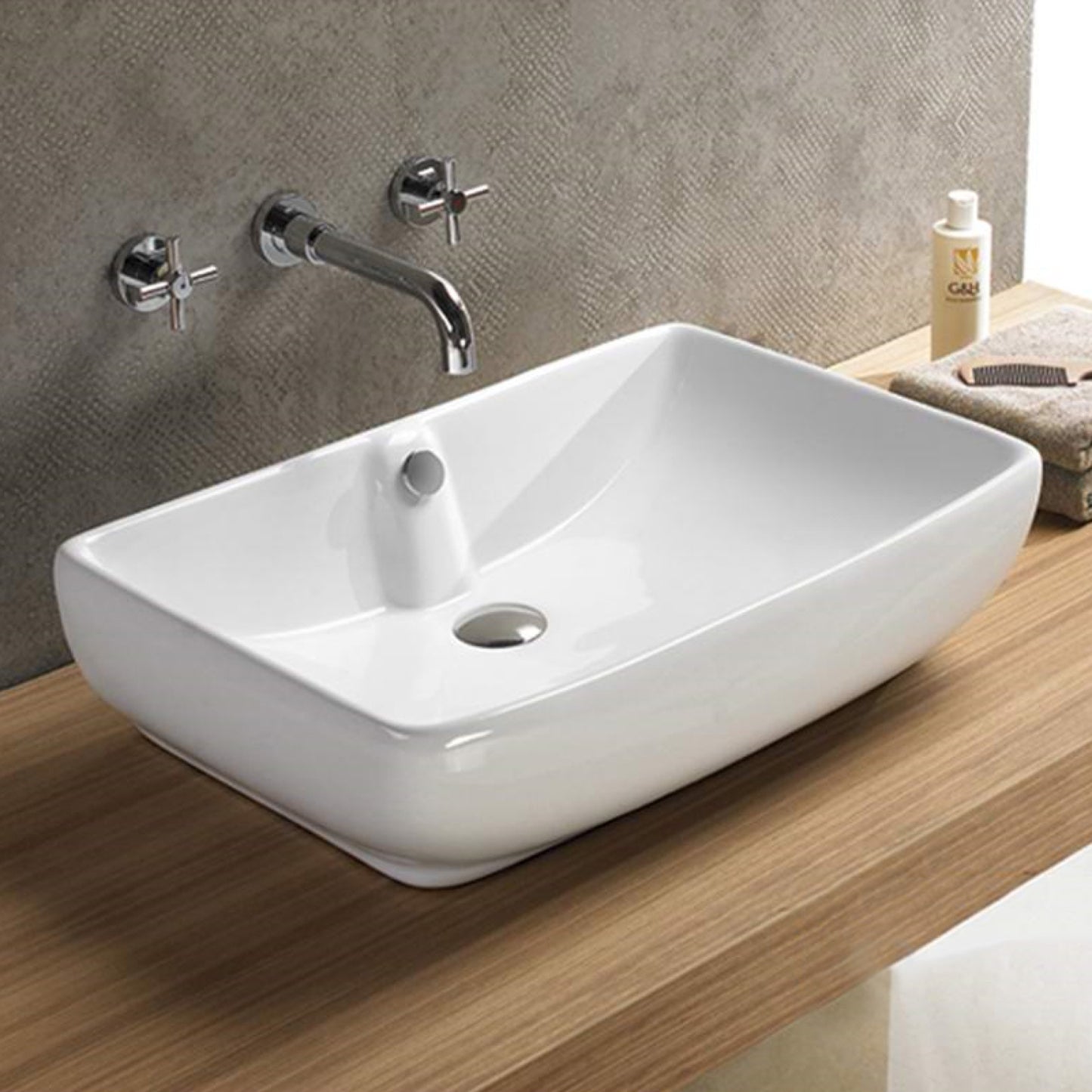 23.6-in. x 15.7-in. Rectangle Bathroom Vessel Sink White Enamel Glaze