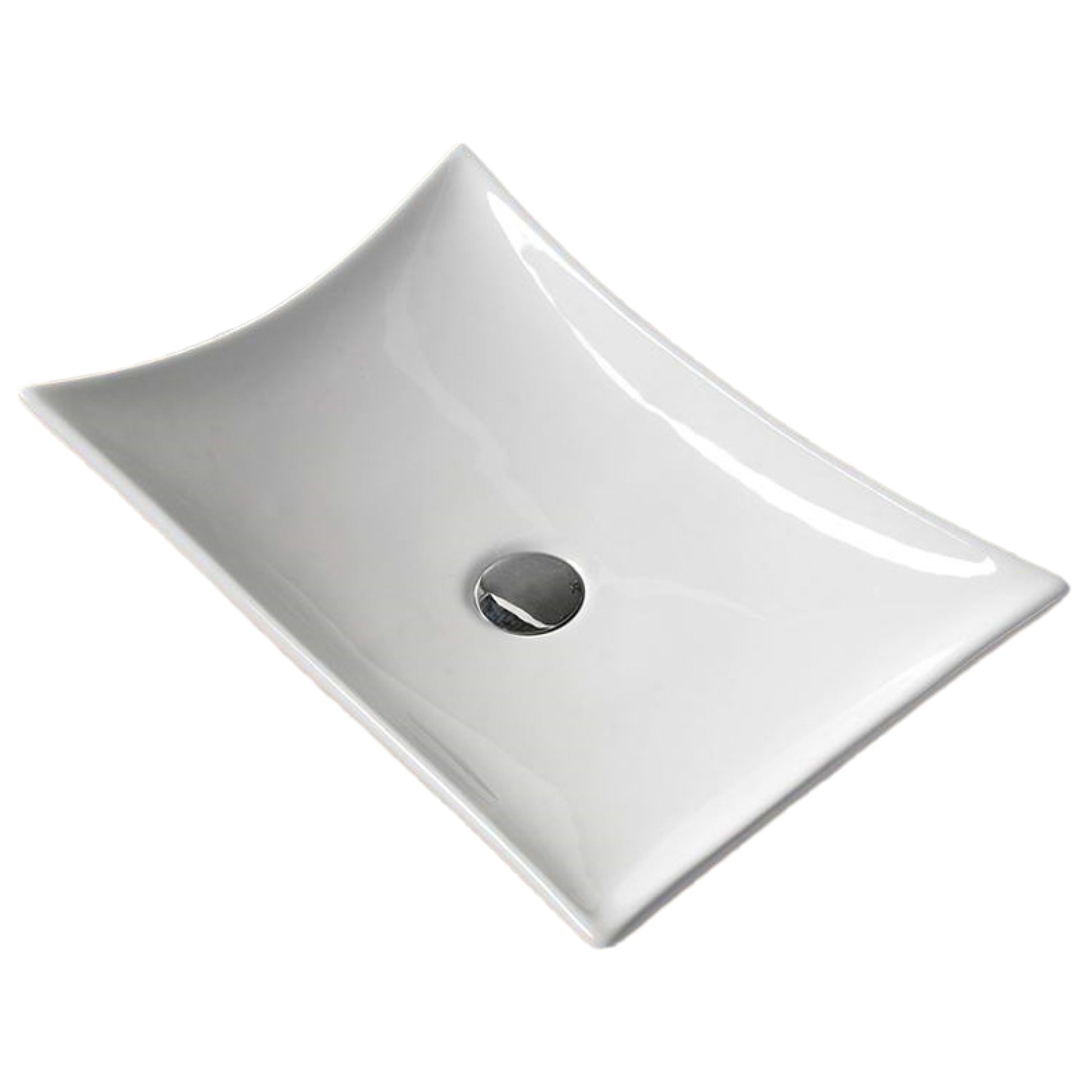 22.6-in. x 15-in. Rectangle Bathroom Vessel Sink White Enamel Glaze