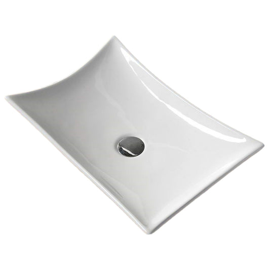 22.6-in. x 15-in. Rectangle Bathroom Vessel Sink White Enamel Glaze