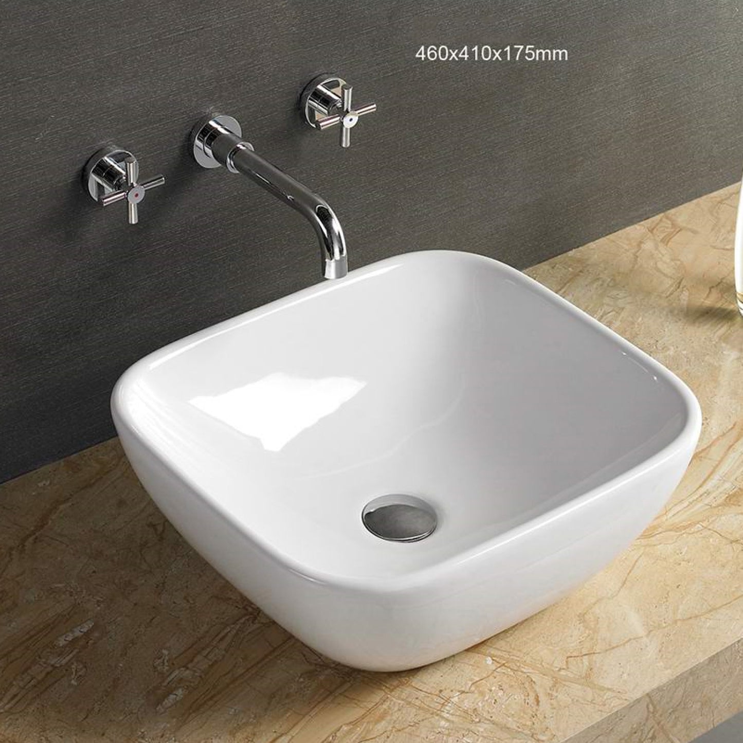 18.1-in. x 16.1-in. Rectangle Bathroom Vessel Sink White Enamel Glaze