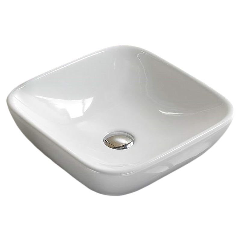 15.4-in. x 15.4-in. Square Bathroom Vessel Sink White Enamel Glaze