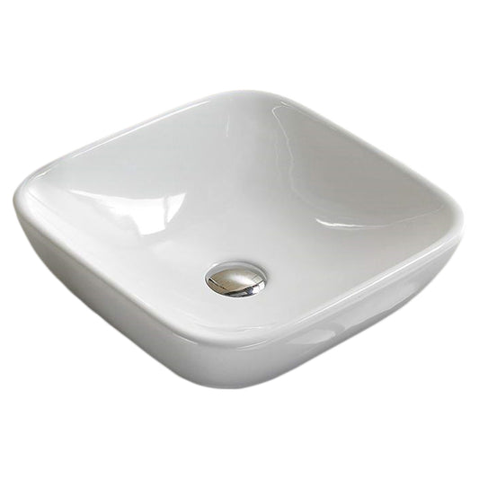 15.4-in. x 15.4-in. Square Bathroom Vessel Sink White Enamel Glaze