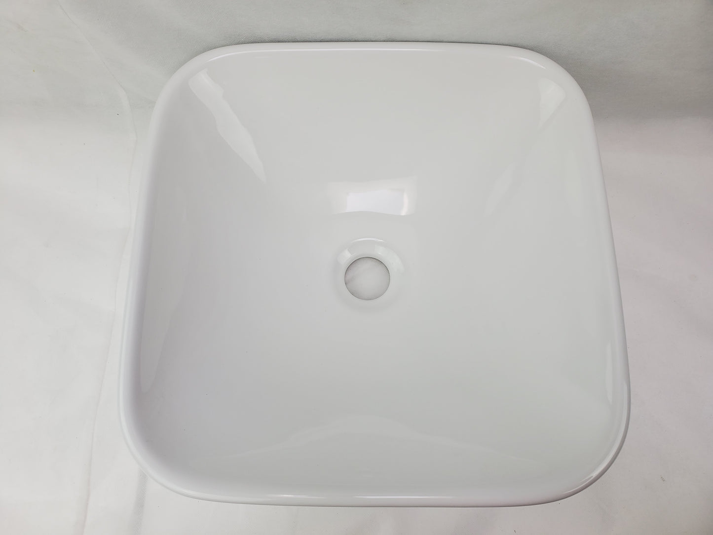 15.4-in. x 15.4-in. Square Bathroom Vessel Sink White Enamel Glaze