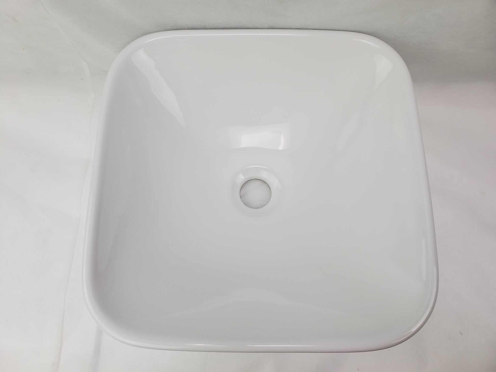 15.4-in. x 15.4-in. Square Bathroom Vessel Sink White Enamel Glaze
