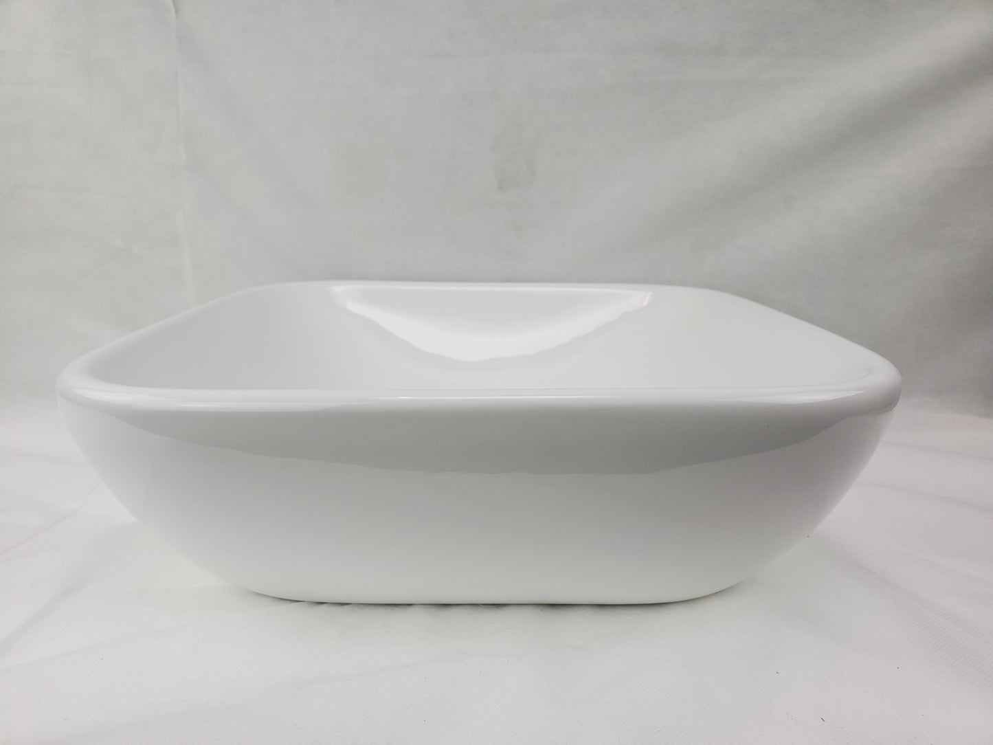 15.4-in. x 15.4-in. Square Bathroom Vessel Sink White Enamel Glaze