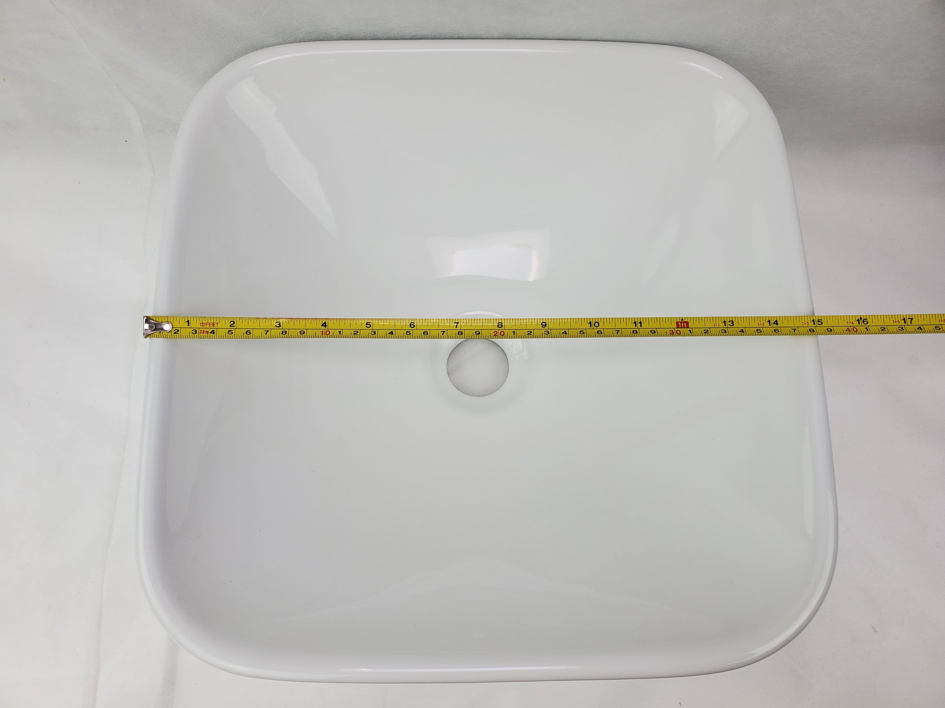15.4-in. x 15.4-in. Square Bathroom Vessel Sink White Enamel Glaze