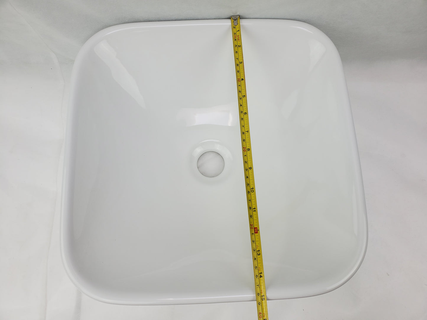 15.4-in. x 15.4-in. Square Bathroom Vessel Sink White Enamel Glaze