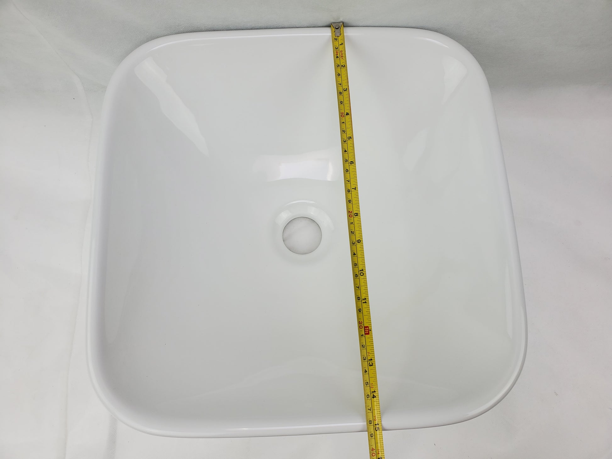 15.4-in. x 15.4-in. Square Bathroom Vessel Sink White Enamel Glaze