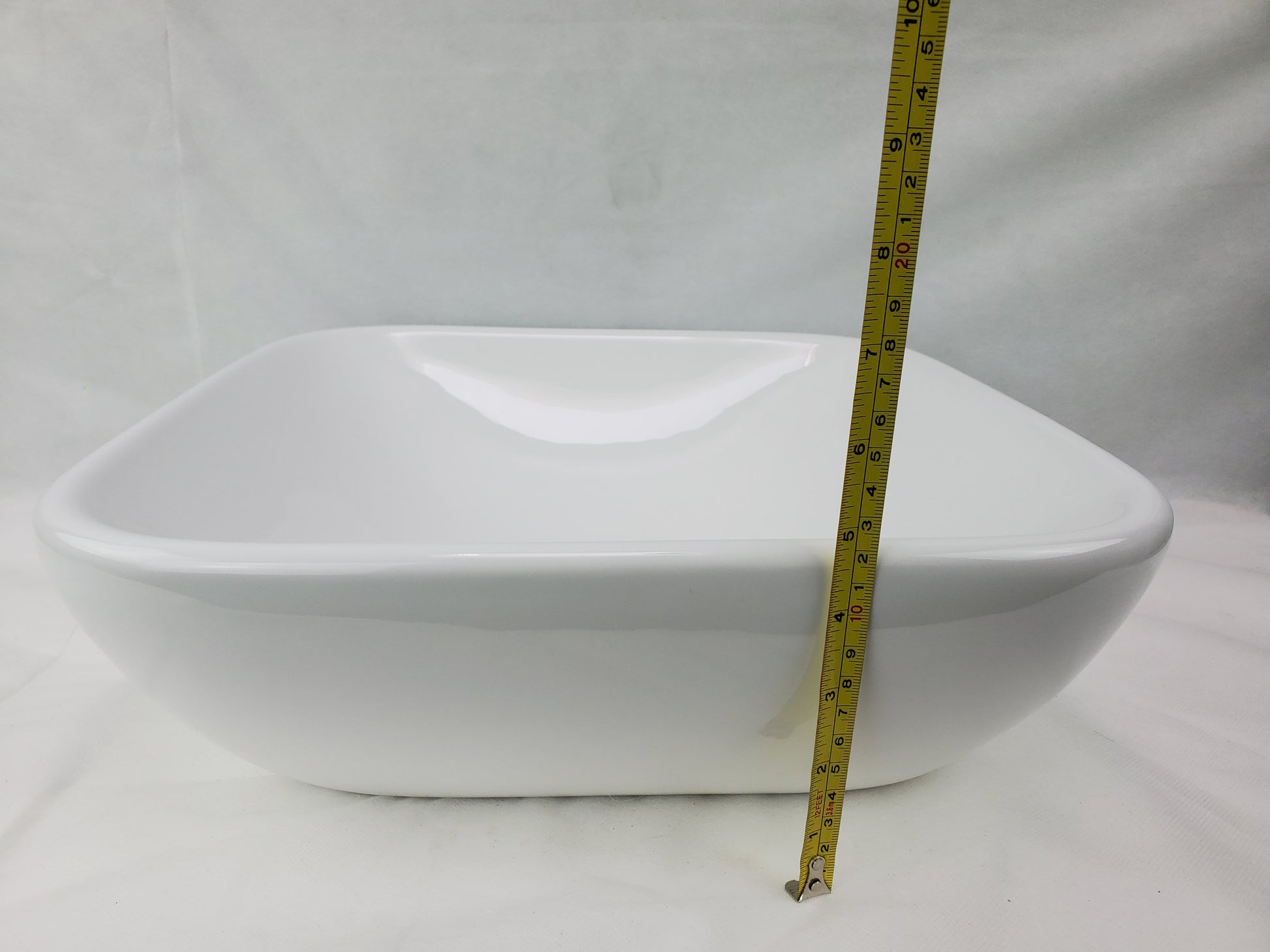 15.4-in. x 15.4-in. Square Bathroom Vessel Sink White Enamel Glaze