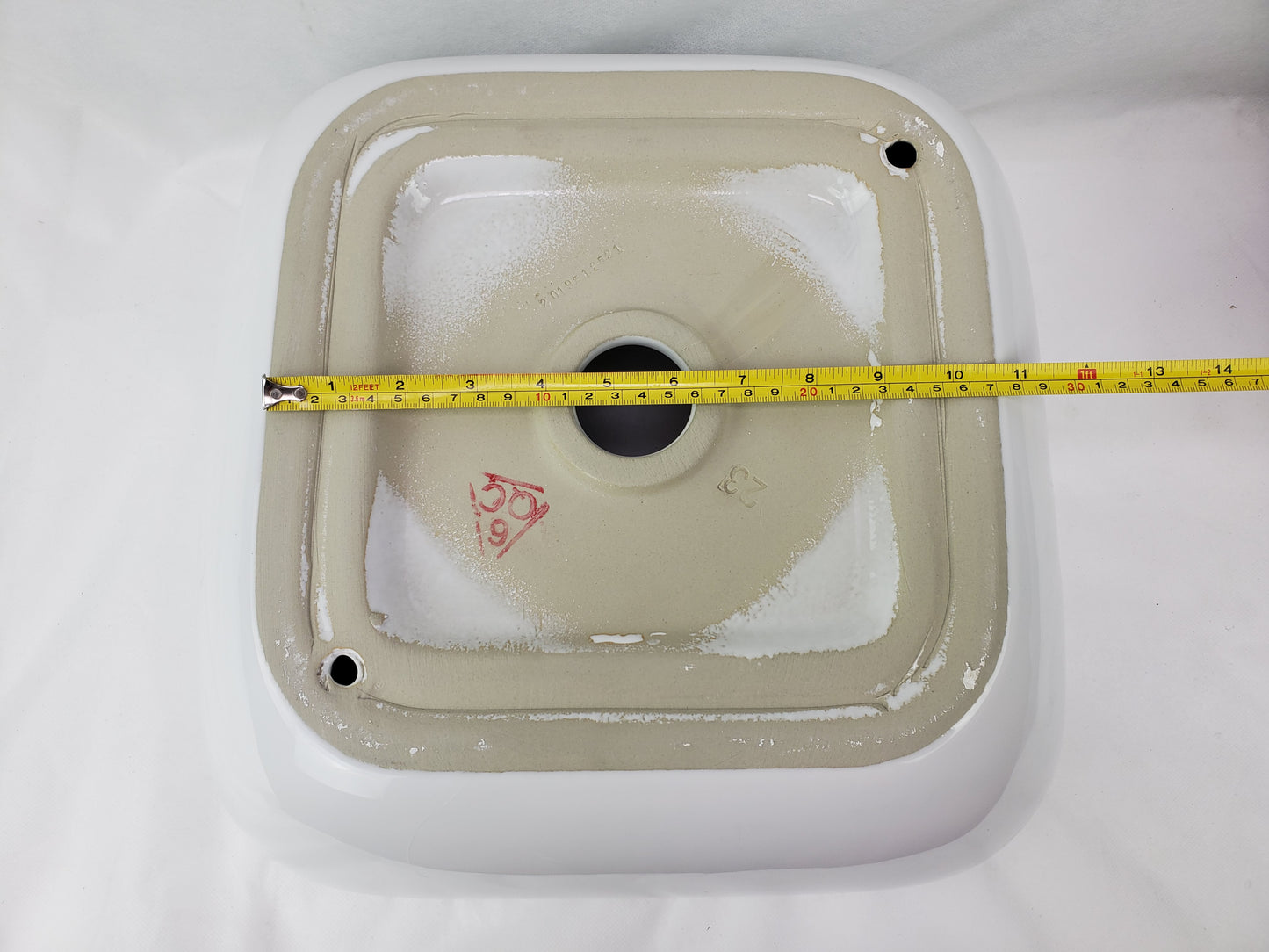 15.4-in. x 15.4-in. Square Bathroom Vessel Sink White Enamel Glaze