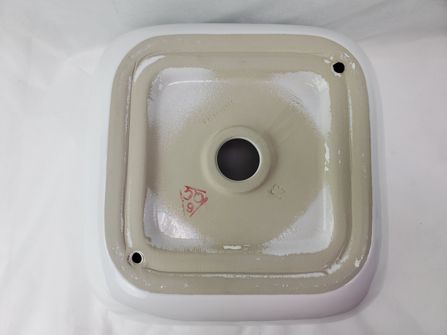 15.4-in. x 15.4-in. Square Bathroom Vessel Sink White Enamel Glaze