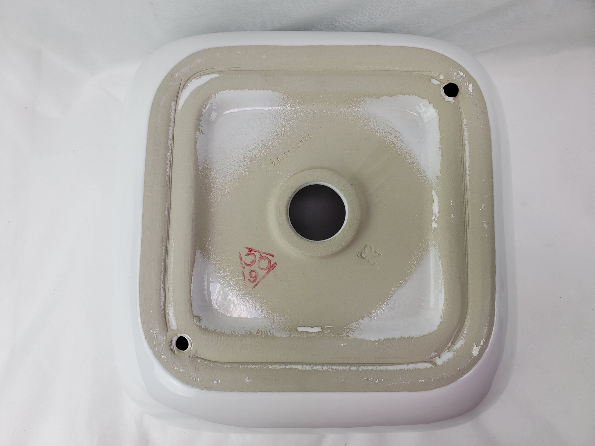 15.4-in. x 15.4-in. Square Bathroom Vessel Sink White Enamel Glaze