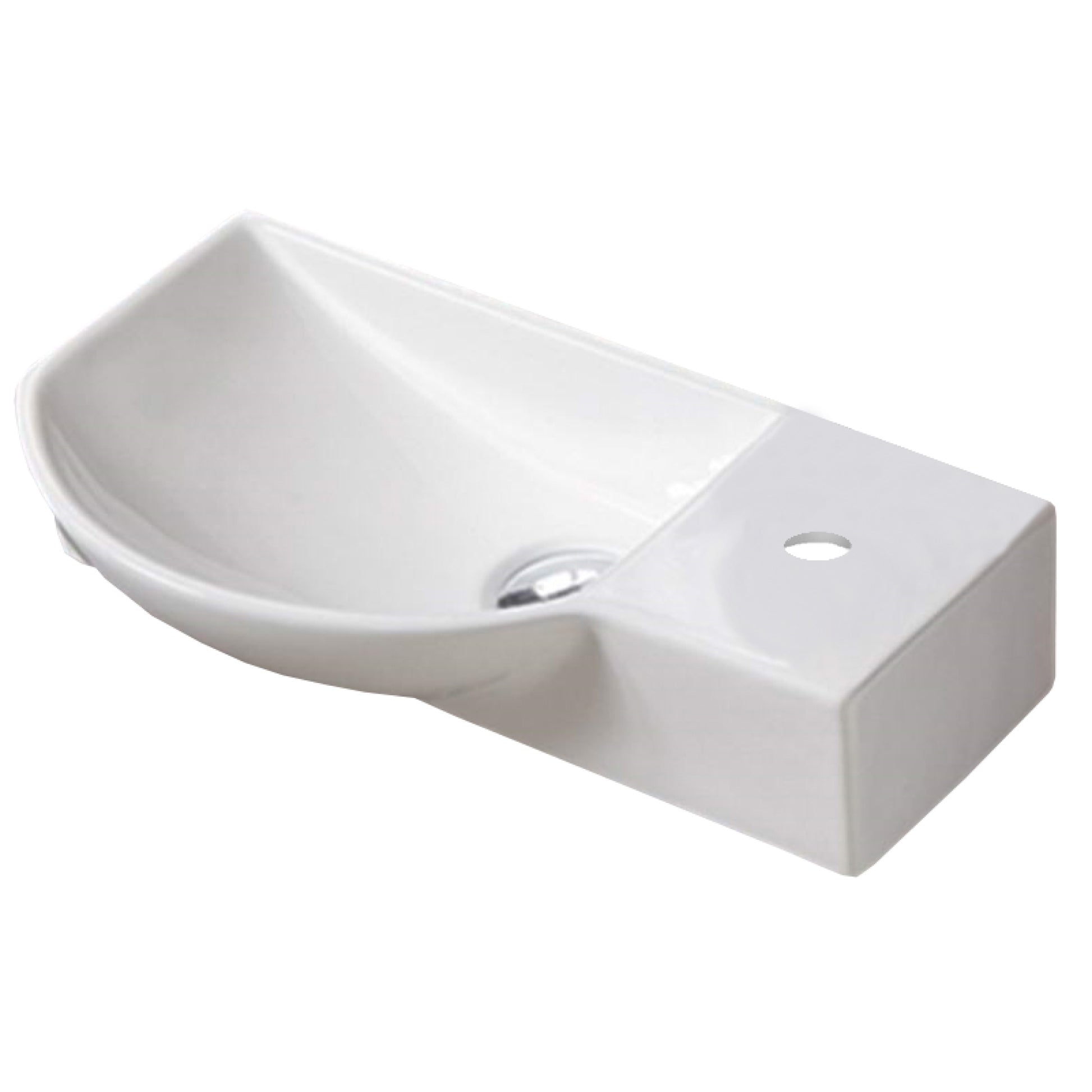 17.7-in. x 9.4-in. Rectangle Bathroom Vessel Sink White Enamel Glaze