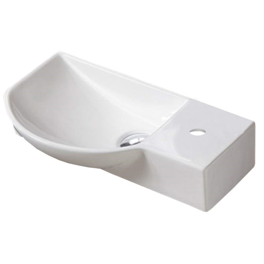 17.7-in. x 9.4-in. Rectangle Bathroom Vessel Sink White Enamel Glaze