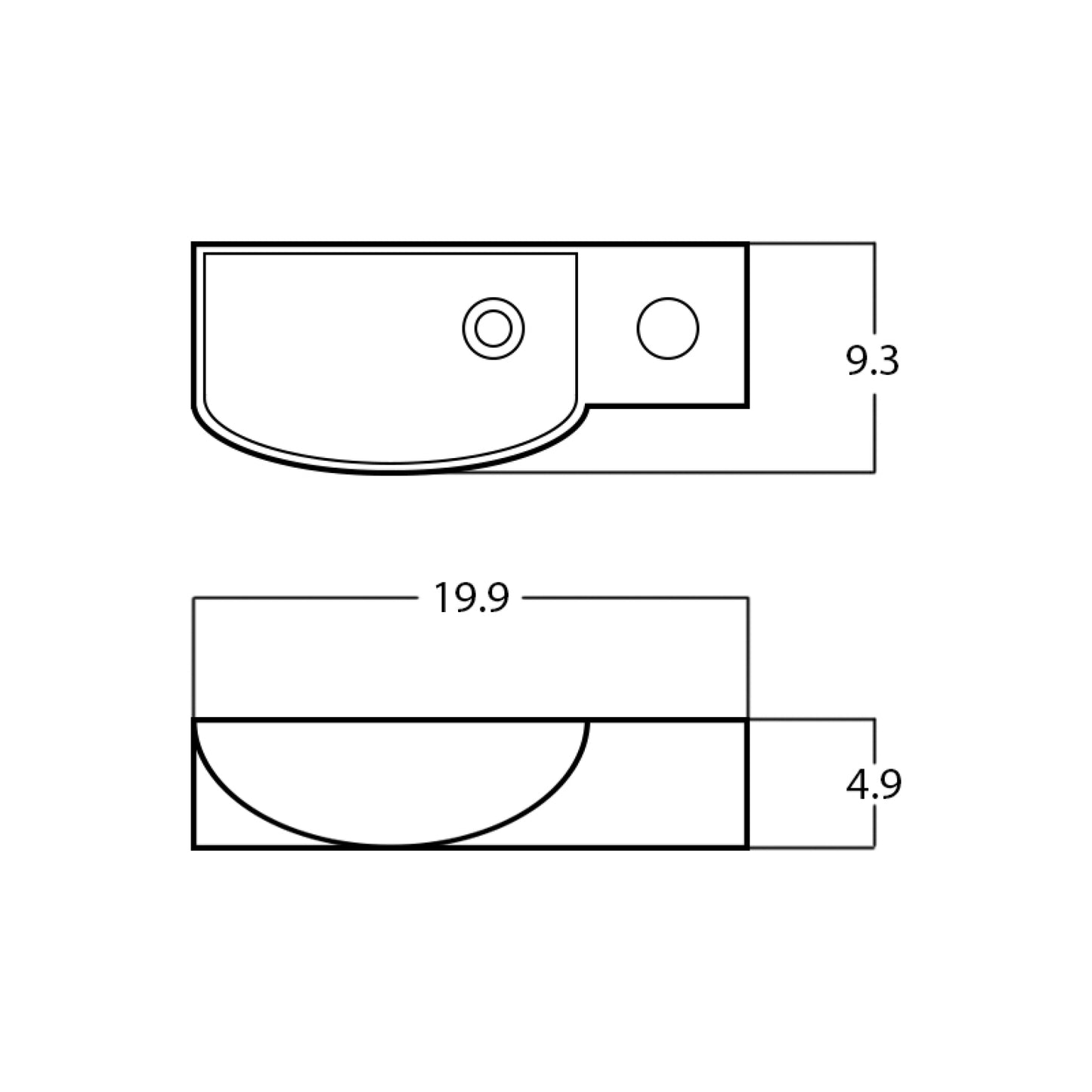 19.9-in. x 9.3-in. Rectangle Bathroom Vessel Sink White Enamel Glaze