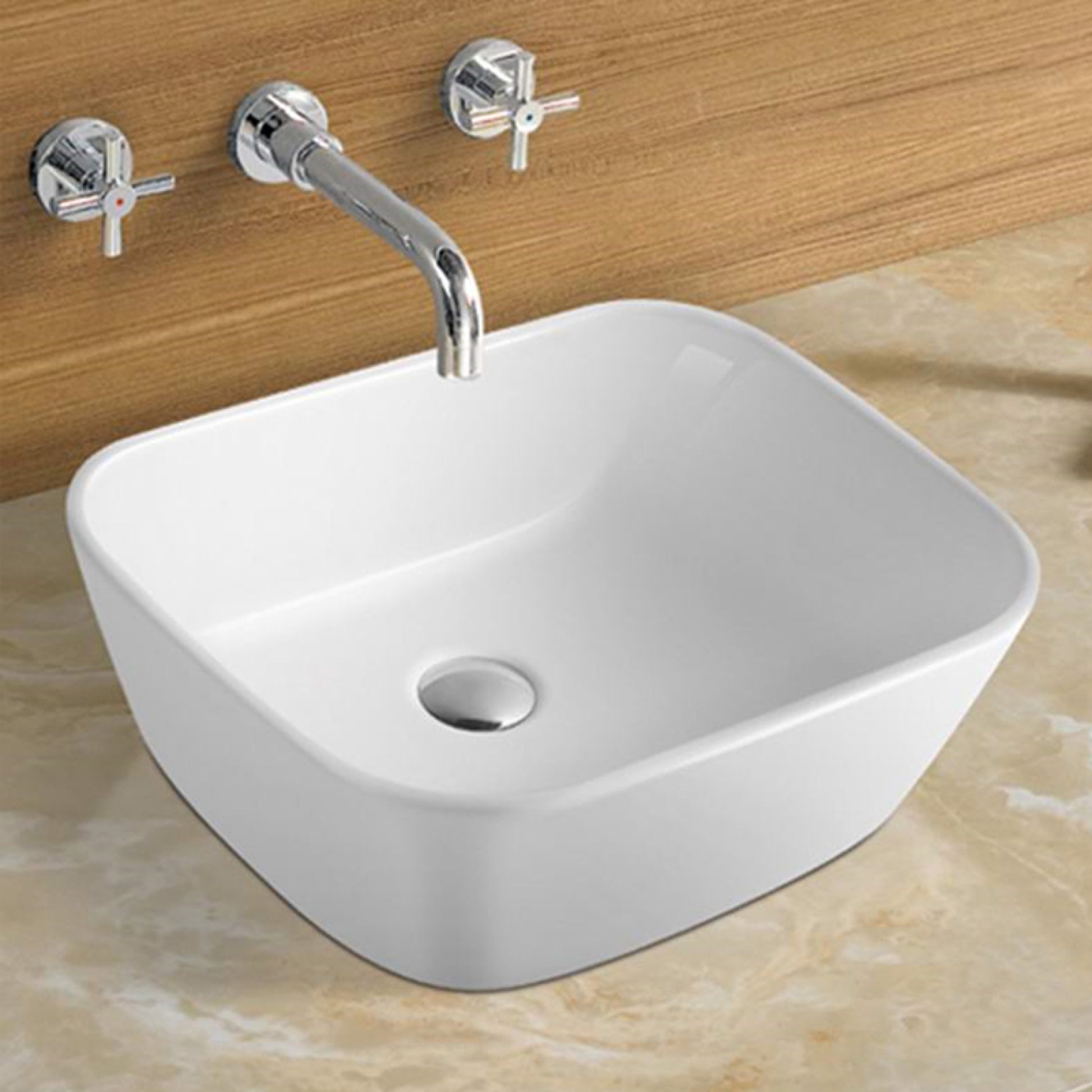 19.3-in. x 15.2-in. Rectangle Bathroom Vessel Sink White Enamel Glaze