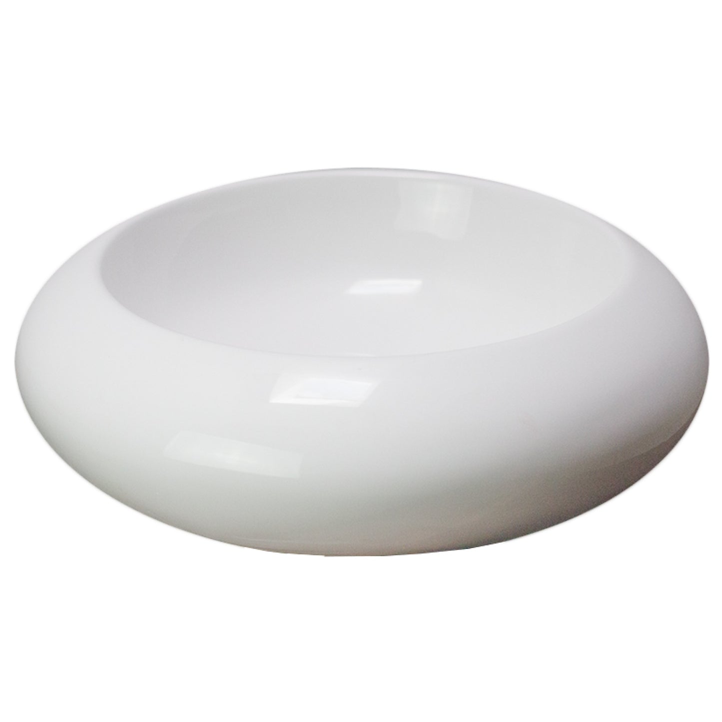 19.3-in. x 19.3-in. Round Bathroom Vessel Sink White Enamel Glaze
