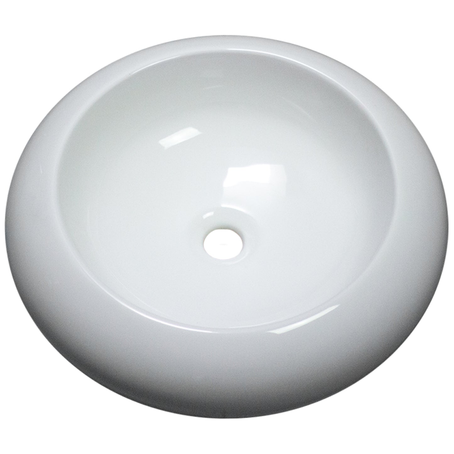 19.3-in. x 19.3-in. Round Bathroom Vessel Sink White Enamel Glaze