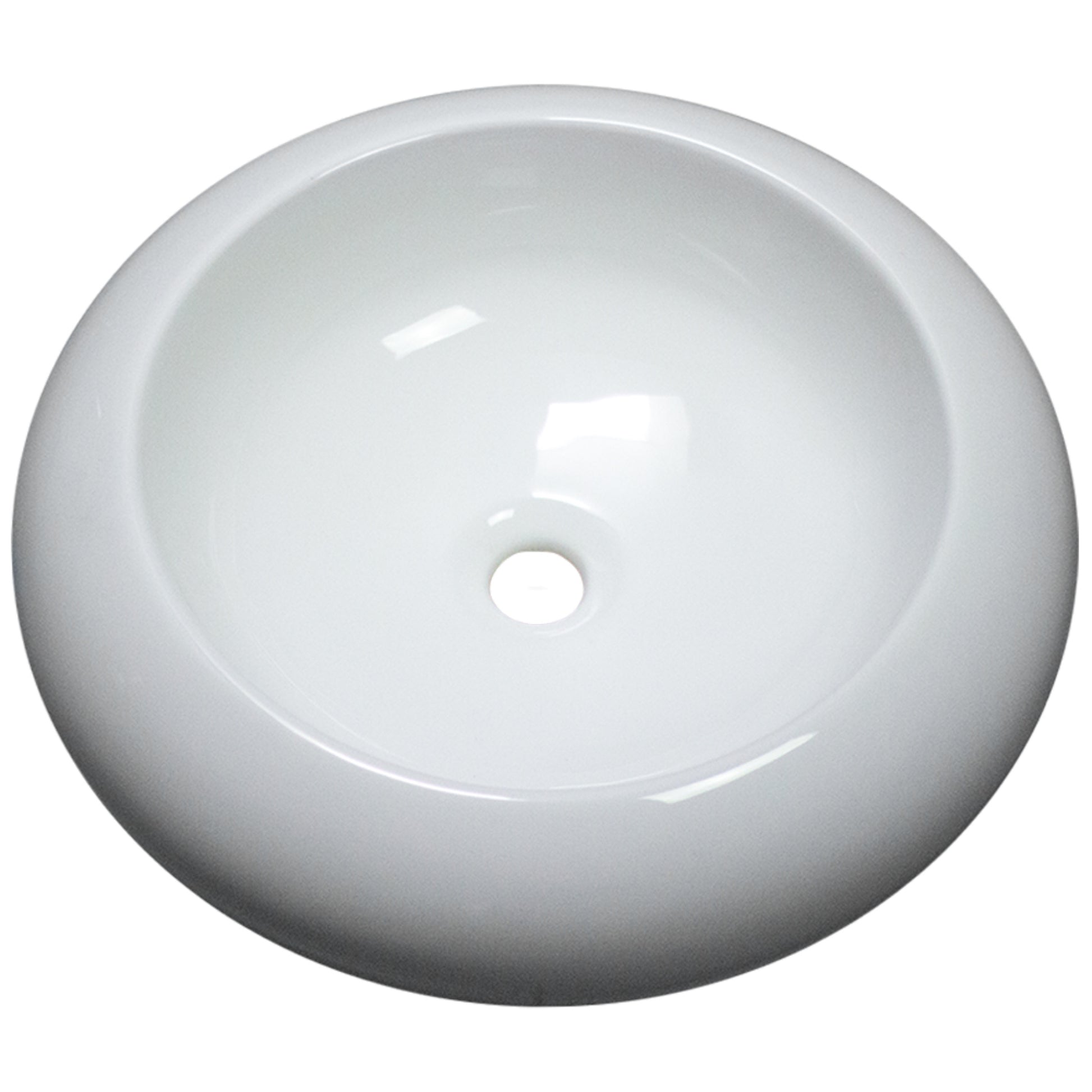 19.3-in. x 19.3-in. Round Bathroom Vessel Sink White Enamel Glaze